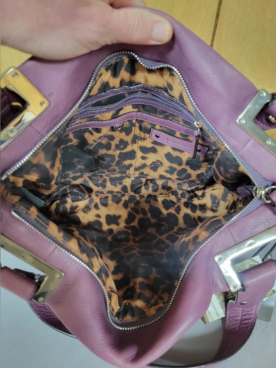 B. Makowsky Purple Naked Leather Shoulder Bag - Picture 8 of 15